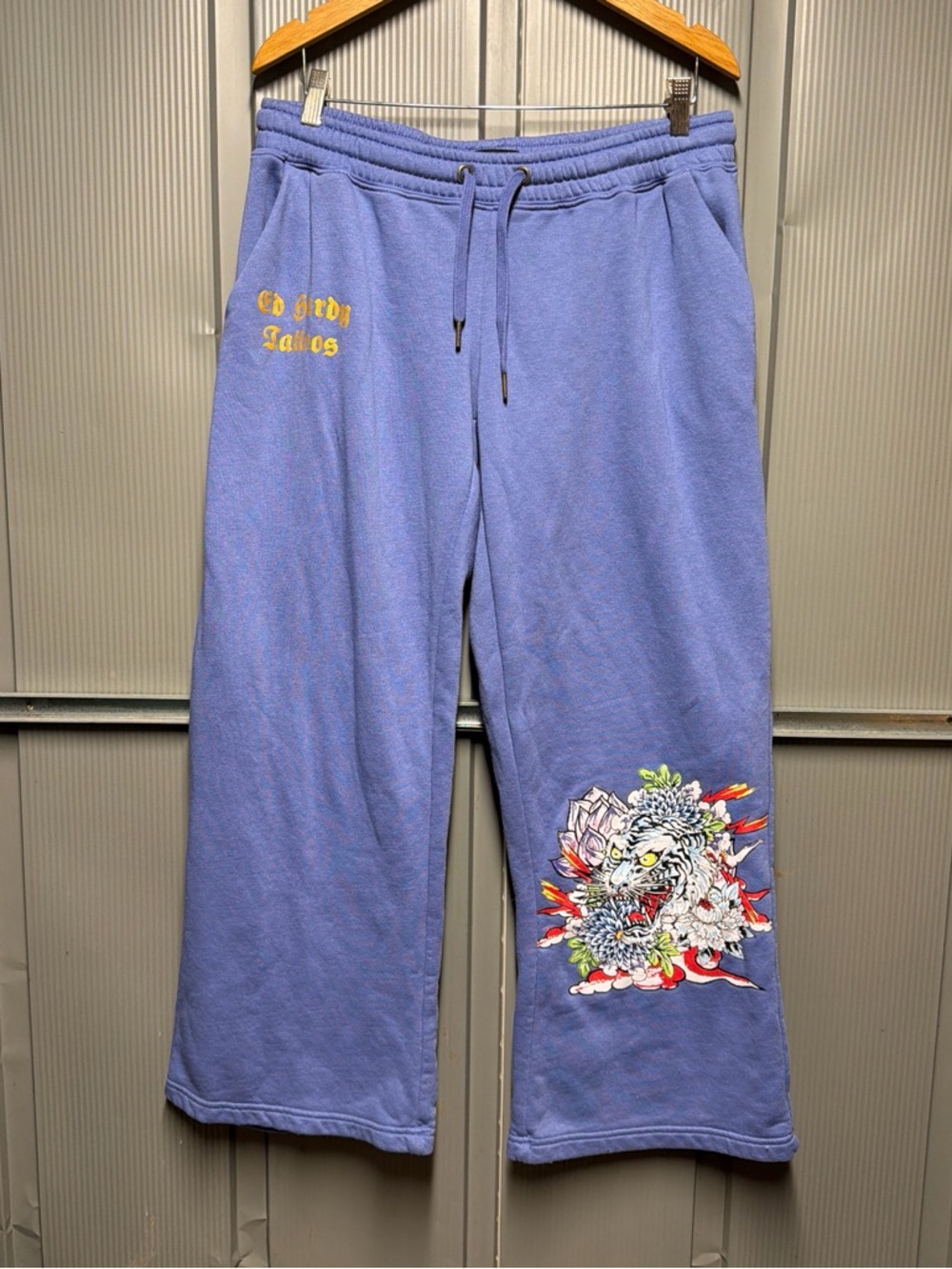 Ed Hardy Purple Tiger Flare Sweatpants
